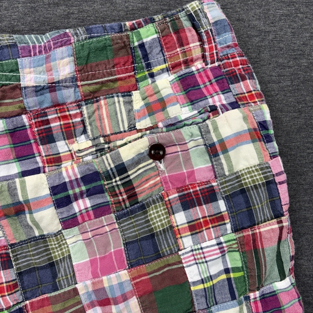 J. Crew Field Shorts Mens 31 Madras Plaid Patchwork Multicolor Preppy Coastal - Picture 9 of 14